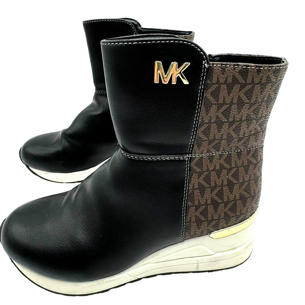 MICHAEL KORS Women's size 5 ( Youth 3) Neo Lorna Logo Print Wedge Booties‎ Shoe - Picture 2 of 7